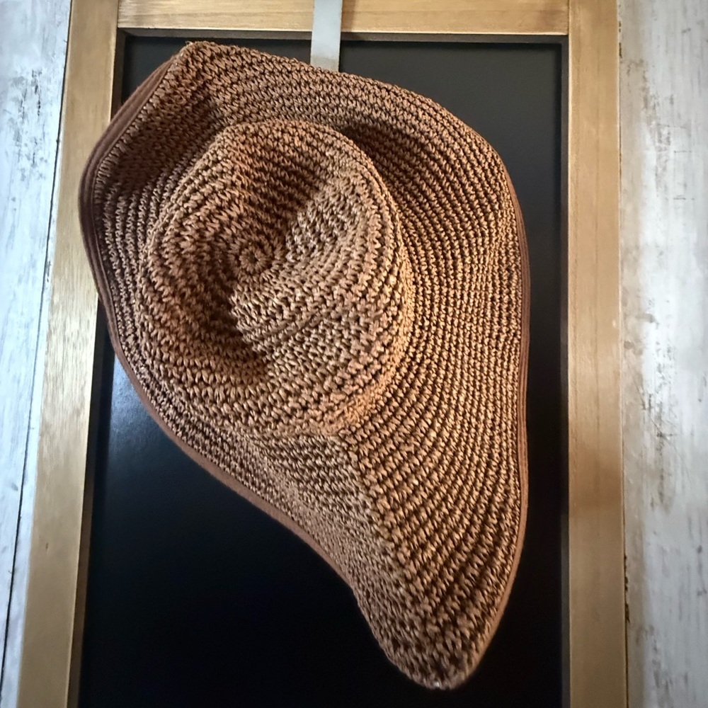 Panama Jack Women Braid Wide Brim Travel Floppy Sun Beach Hat Brown